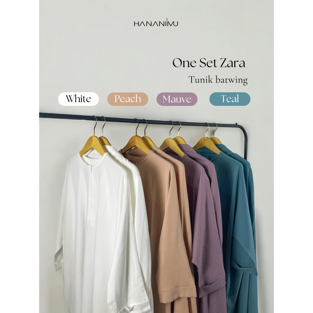 Hananimu - One Set Zara (One Set Tunik Melayu) / Oneset Tunik Melayu Knit Batwing