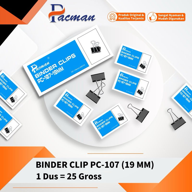 

Binder Clip PC - 107 (19mm) | Penjepit Kertas | Klip Penjepit Kertas 19mm