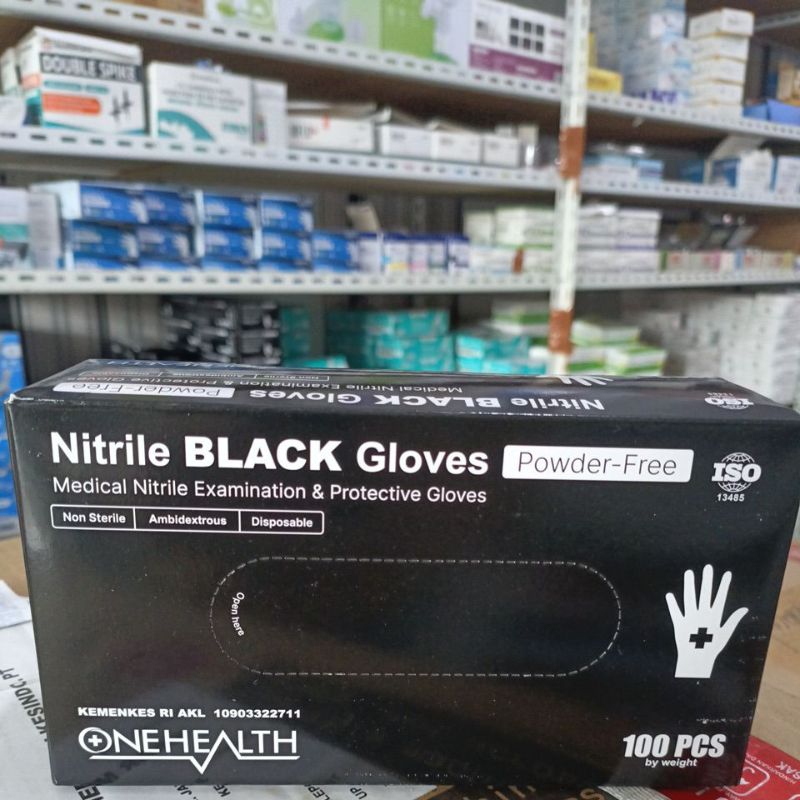 NITRILE HITAM / Sarung Tangan Nitril Hitam / Handscoon Nitrile Black ONEHEALTH