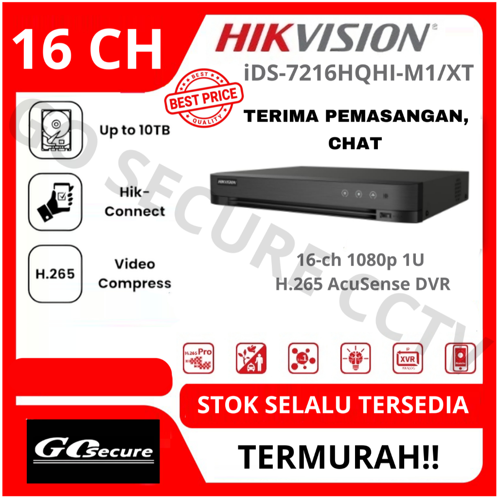 DVR 16CH HIKVISION iDS-7216HQHI-M1/XT / DVR HIKVISION iDS-7216HQHI-M1/E DS-7216HQHI-K1/E