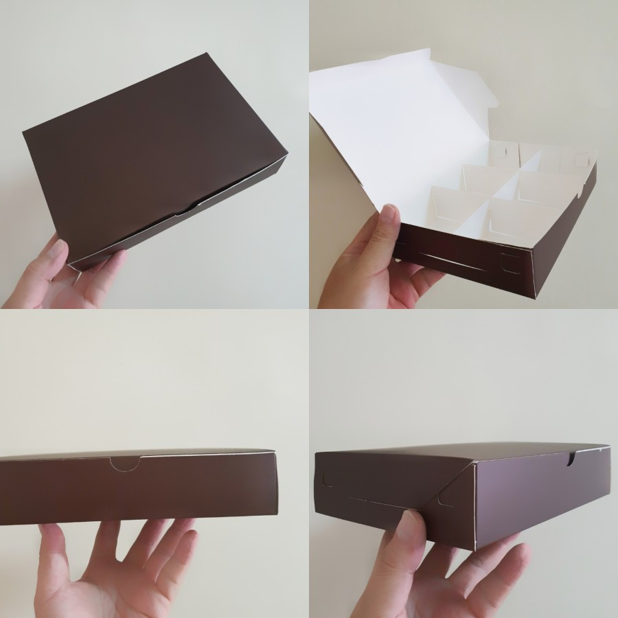 

Box Fruitpie 22x15x4.5 Dus Eggtart Sekat 6 Cokelat Tua