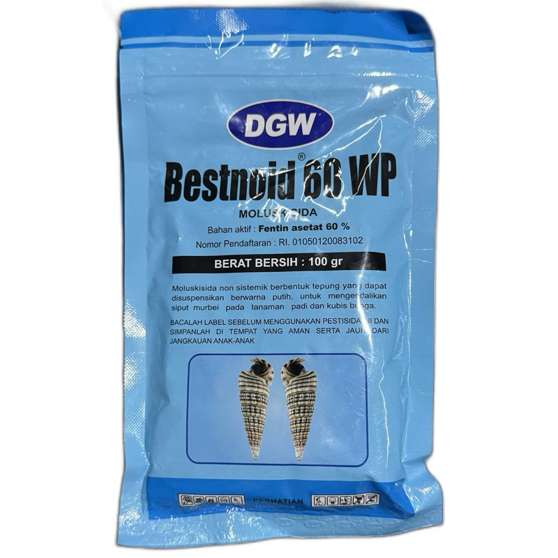 RACUN KEONG BESTNOID 60 WP 100 GRAM DGW/MOLUSKISIDA SIPUT MURBEI TANAMAN PADI DAN KUBIS BUNGA 100GR