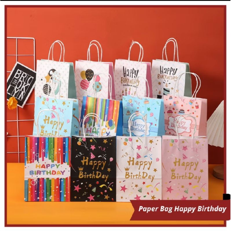

Paper Bag / Bungkus Box Kado,Hampers Happy Birthday Uk 21x5x8 & 27x21x11
