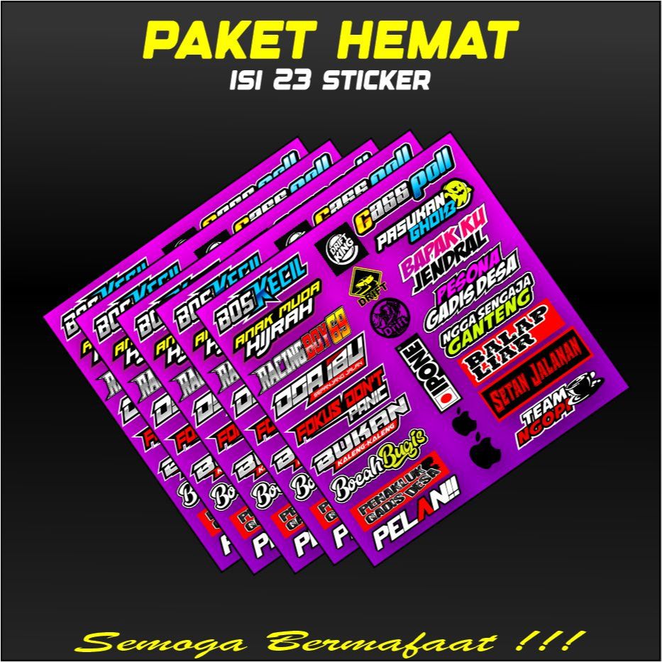 002 Sticker setiker stiker striping sponsor racing herex balap Kata-kata gokil Set Pack Terbaru Vira