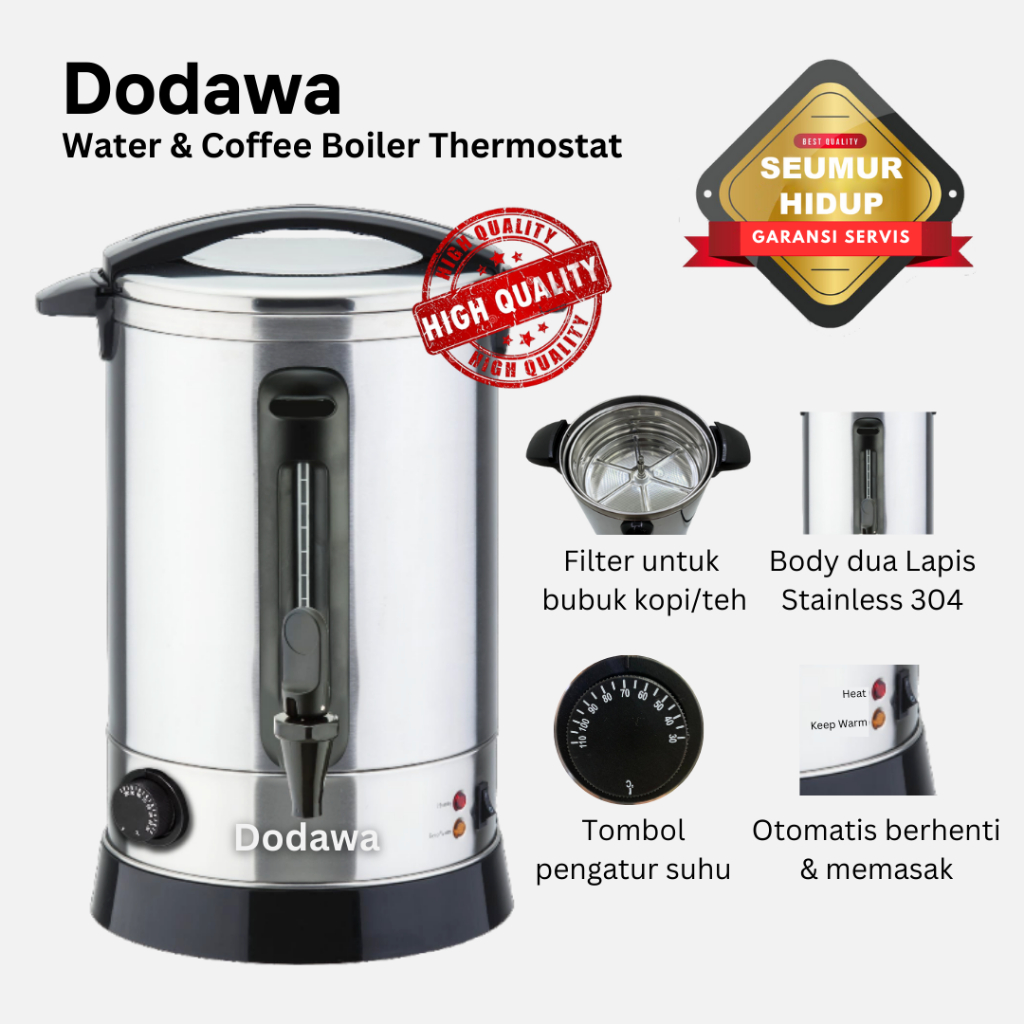 Water & Coffee Boiler 8.8L dengan thermostat / pemanas air listrik dengan tombol pengatur suhu / ter