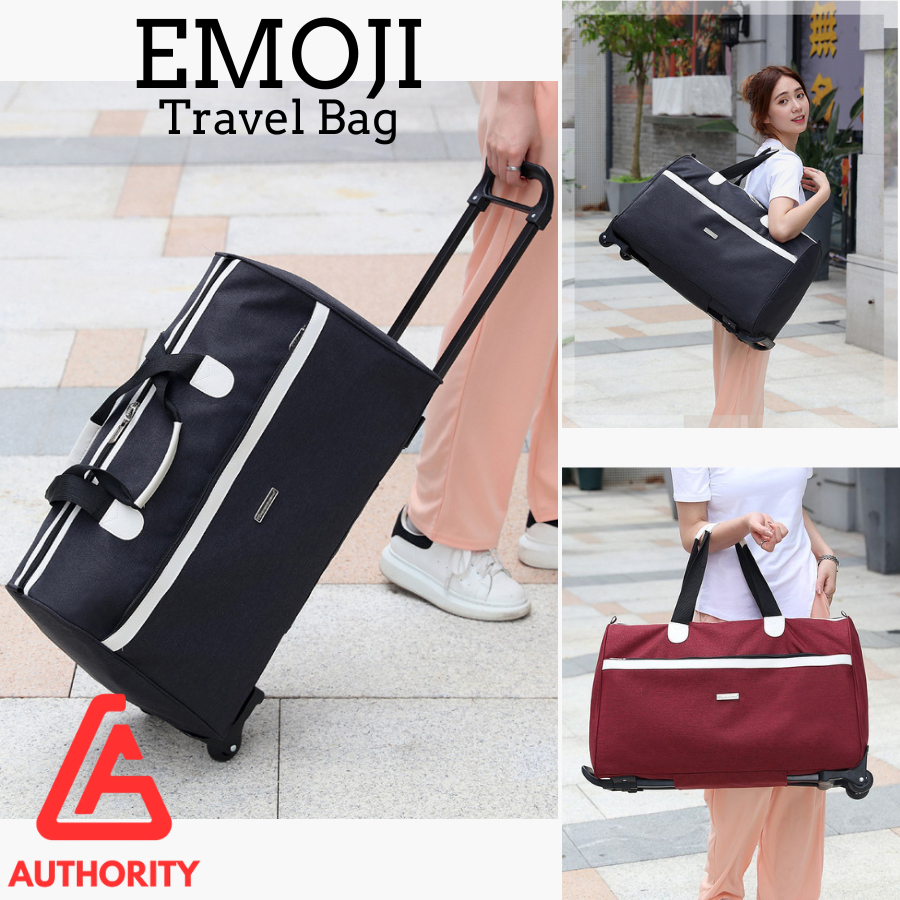EMOJI Tas Travel Trolley Bag Tas Dorong Koper Tas Ransel Jalan Tas Roda Troli LucuTas Travel Trolley