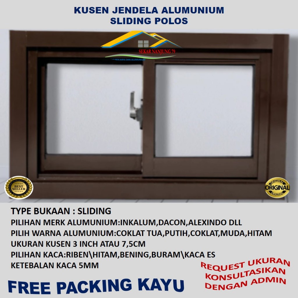 JENDELA SLIDING ALUMINIUM UK 40X80CM