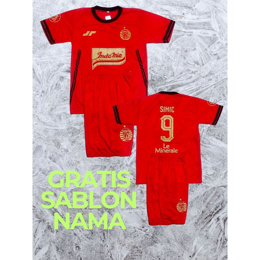 setelan baju bola anak murah/baju bola anka persija jakarta /setelan baju bola sablon nama