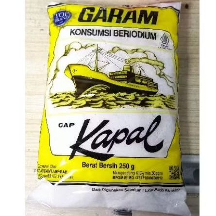 

(ISI 3 biji) GARAM CAP KAPAL 250gr Gatam Konsumsi Beryodium