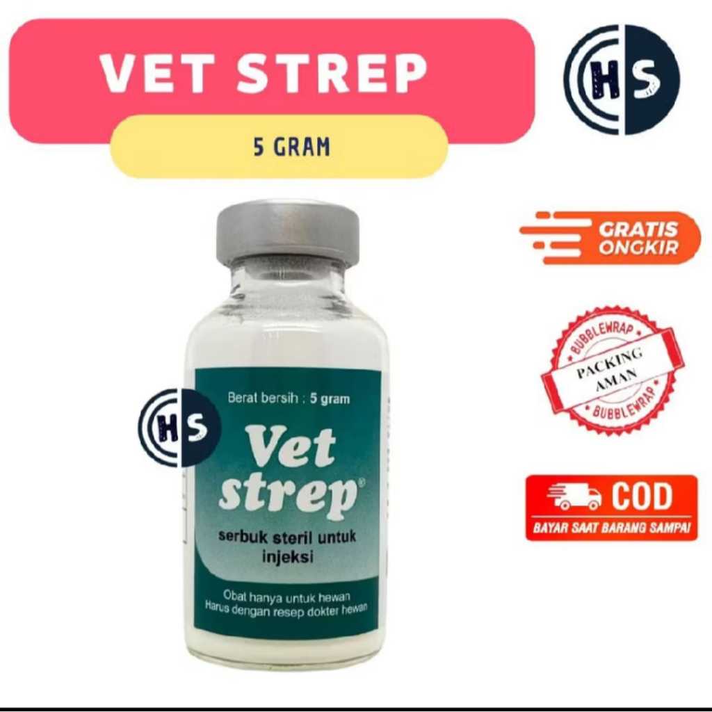 VET STREP 5 GR BOTOL MEDION MENGOBATI PERNAPASAN HEWAN AYAM BURUNG
