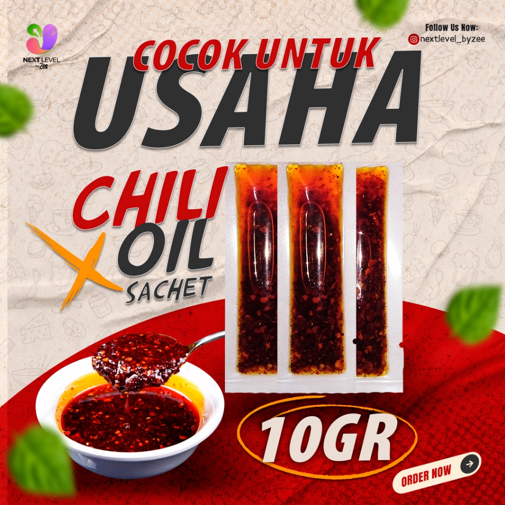 

[Next Level by Zee] CHILI OIL Sachet - Minyak Cabai Kemasan (10 gram) Cocok untuk Usahamu Praktis Langsung Konsumsi