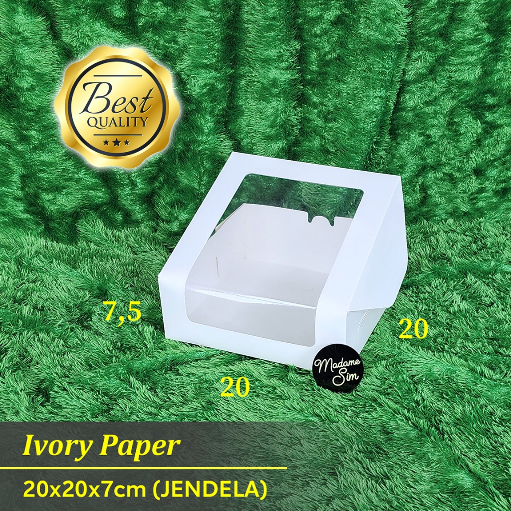 BOX IVORY - KOTAK NASI - DUS KUE - KOTAK CAKE 20x20x7 - JENDELA (ISI : 10 PCS)