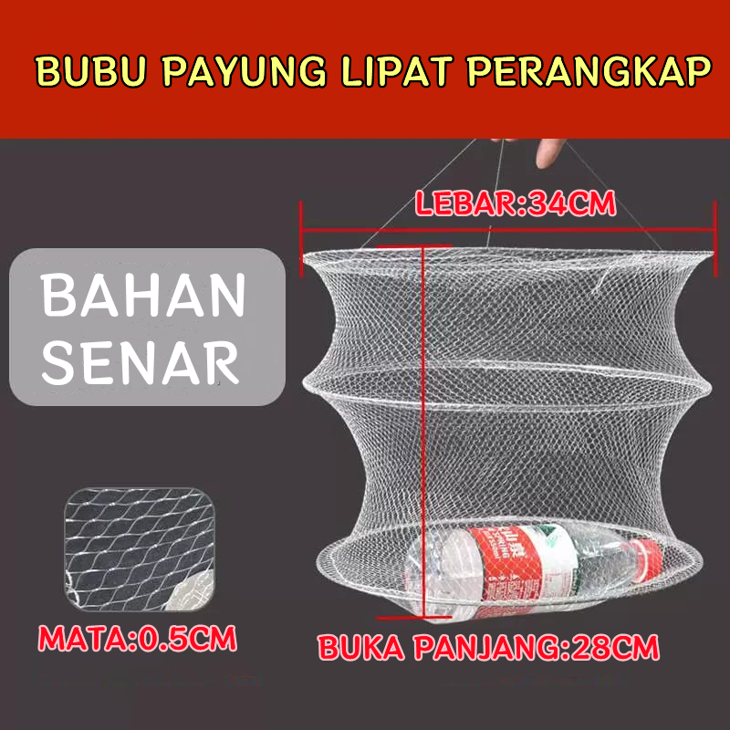 Bubu Jaring Perangkap Ikan Udang Kepiting Lobster / Bubu Ikan Lipat Bulat / Jaring Ikan Udang lobste