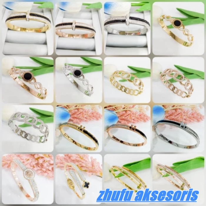 Gelang Bangle Titanium Asli Anti Karat Wanita Ori / Gelang Titanium / Gelang Titanium Korea Import