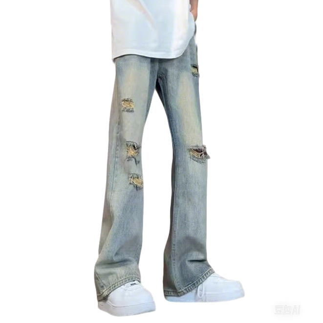 celana gombrong panjang jeans pria sobek baggy kulot ripped denim pants cowok