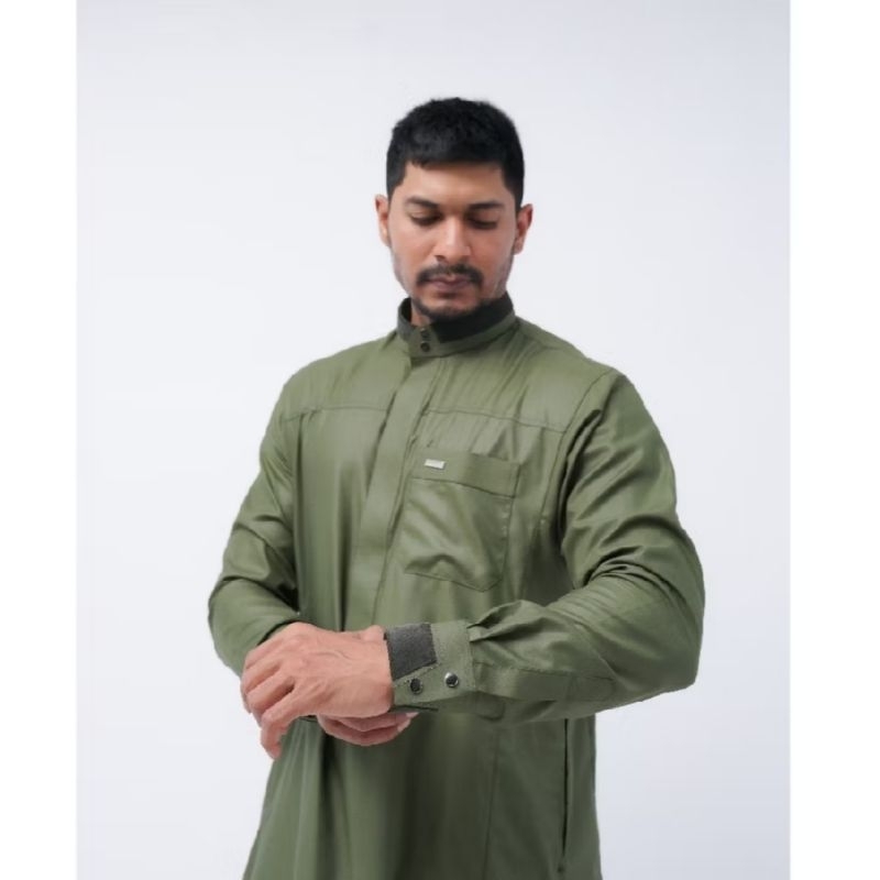 Jubah Gamis Shahama Corduroy Exclusive SH-106 Lengan Manset Army