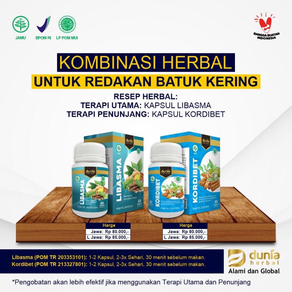 

Kombinasi Herbal untuk Redakan Batuk Kering Libasma + Kordibet