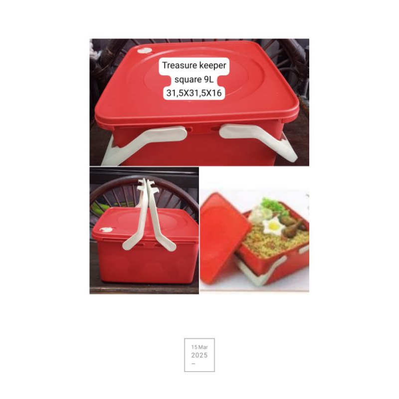 Kotak besar piknik,treasure keeper square 9L tupperware