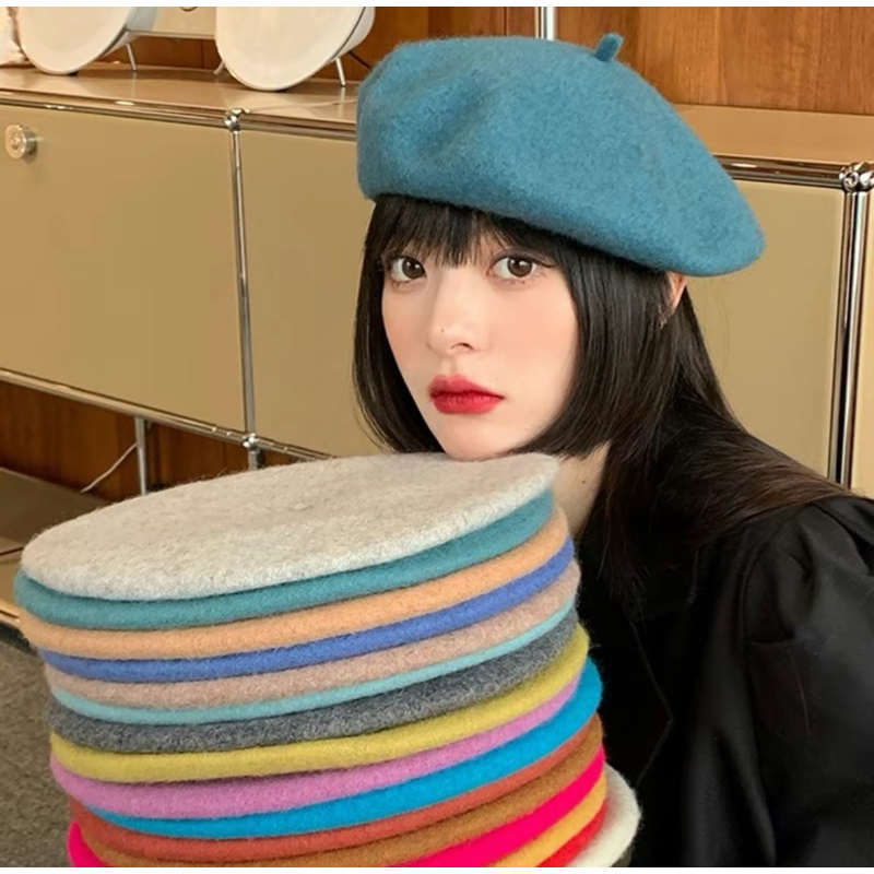 topi baret selebgram kupluk Beret Hat Topi Fashion Korea WINTER PELUKIS DINGIN