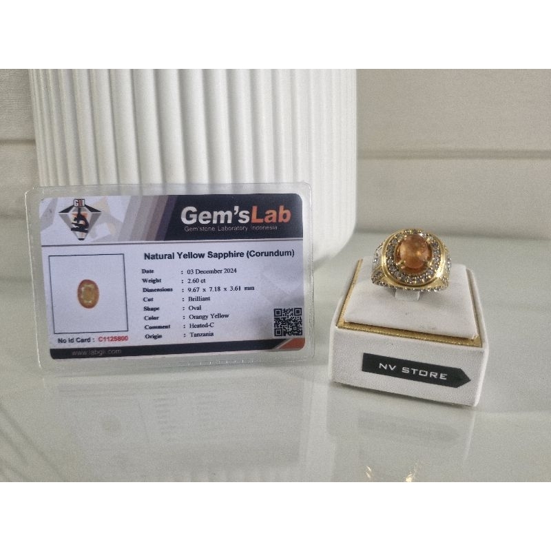Cincin Batu Yellow Sapphire Corundum (Yakut) - Memo GLI