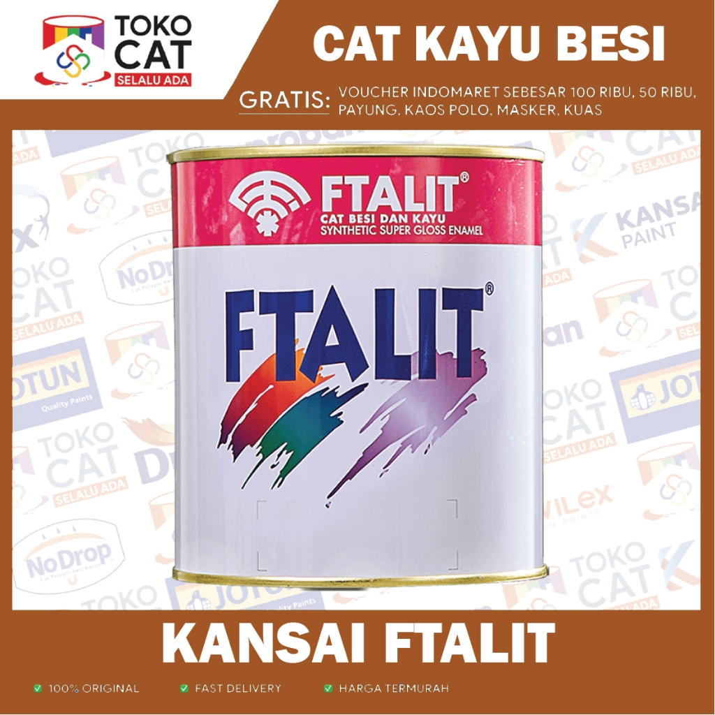 CAT MINYAK KAYU DAN BESI | FTALIT 1 KG WARNA SILVER KODE 998 | KEMASAN KALENG