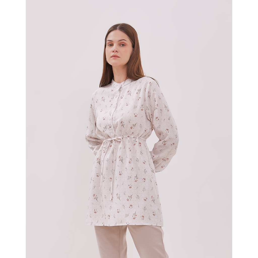 VALINO LADIES Tunik Putih Motif Bunga Wanita - D-DCGG09-N5