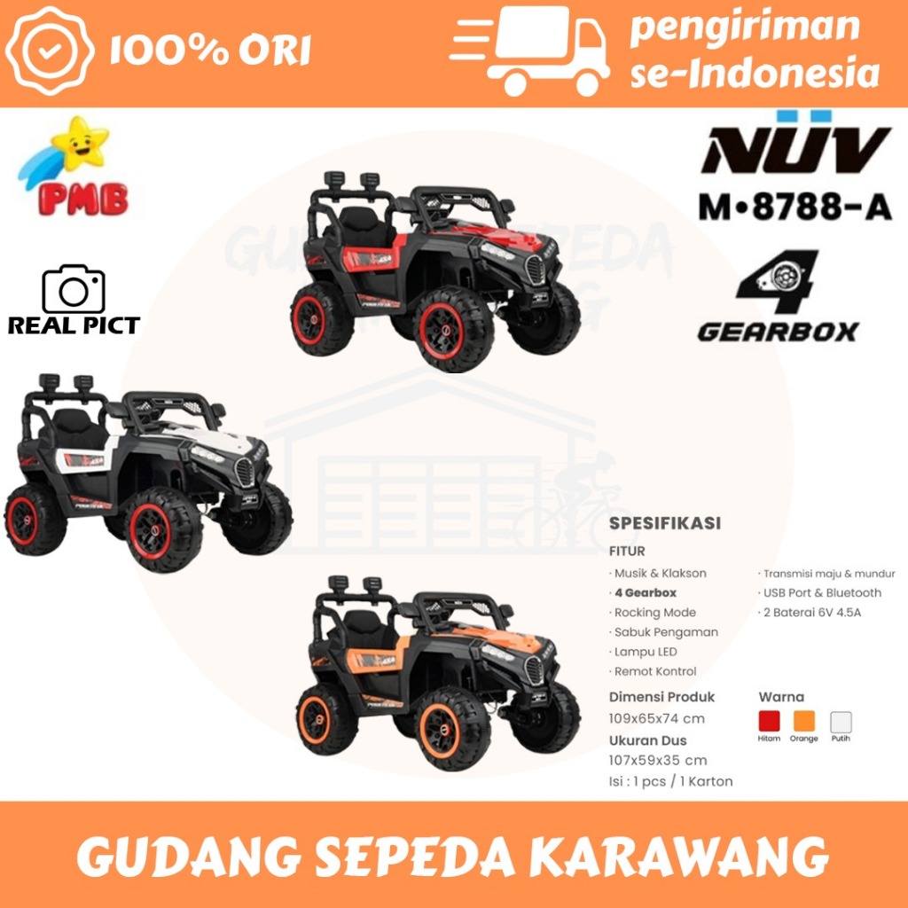Mobilan aki anak pmb NUV M8788 A JEEP 4 GEARBOX 4X4 MOBIL AKI JEEP UTX