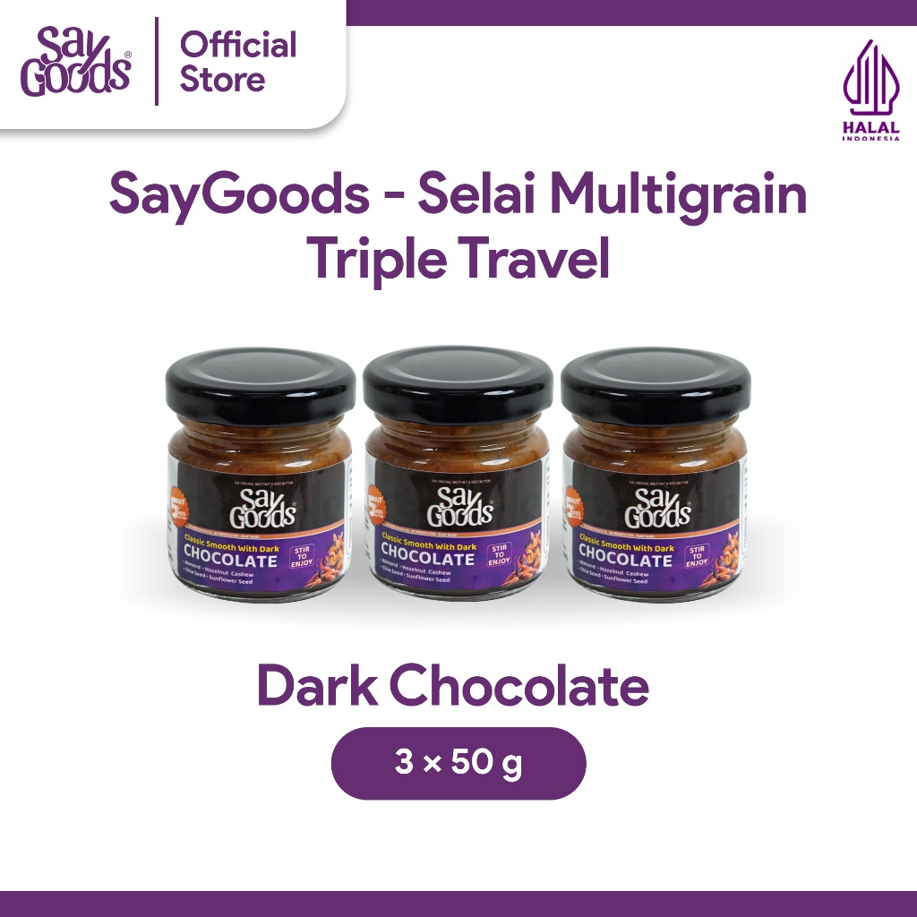 

SayGoods Selai Multigrain - Triple Travel - Dark Chocolate 50 Gr