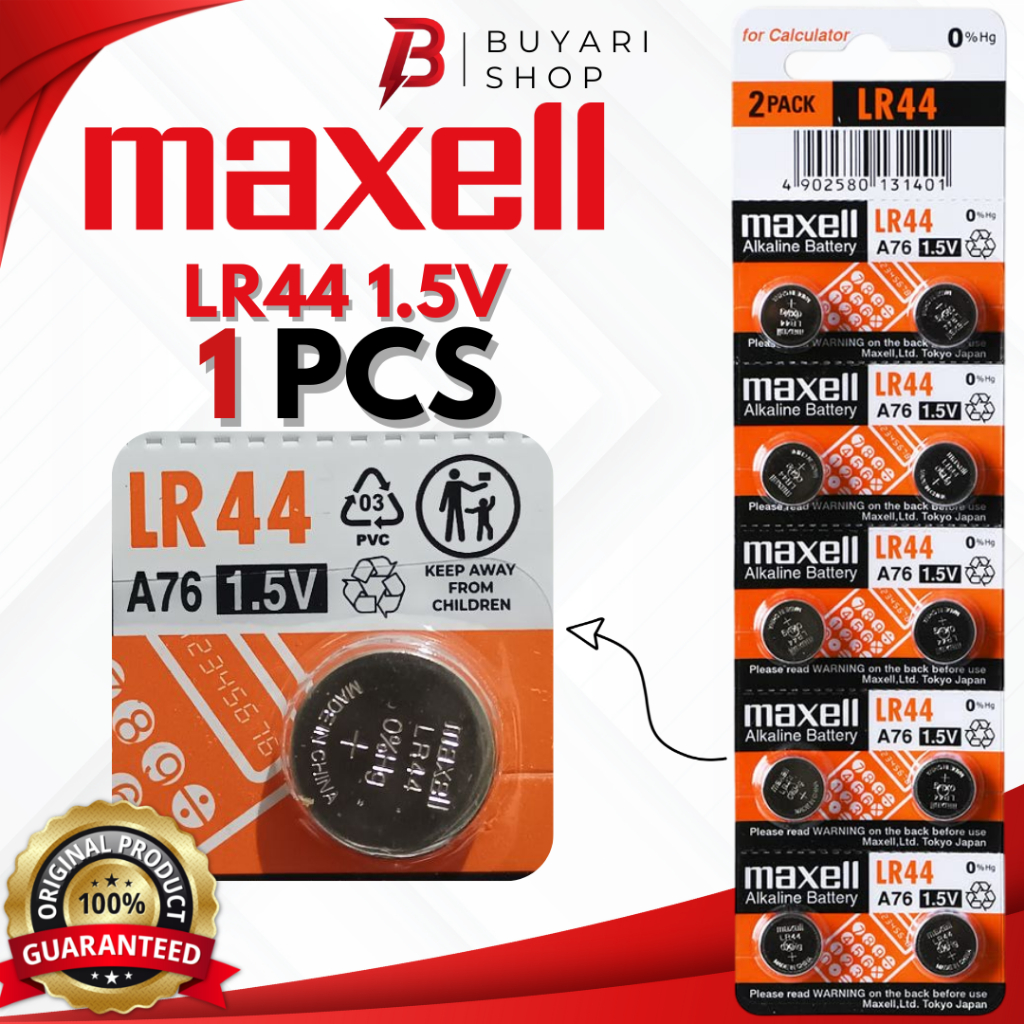 ORIGINAL!! Baterai Kalkulator Maxell Casio Citizern Kancing LR44 Original Maxel AG13l kecil Batre la