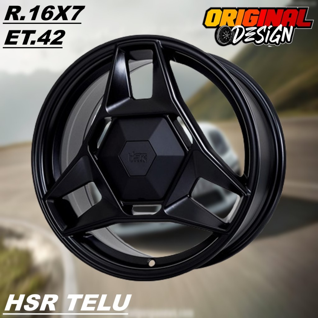 Velg mobil innova, ertiga, brv, ring 16 HSR TELU R16 warna hitam lubang baut 5