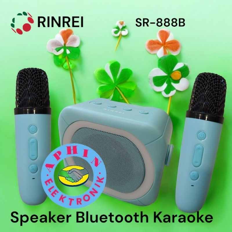 Speaker Karaoke Speaker Bluetooth Rinrei SR 888B Speaker kecil 2 mic wireless