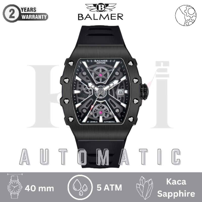 BALMER 8836MA Jam Tangan Pria Original Analog Automatic Sapphire - Black