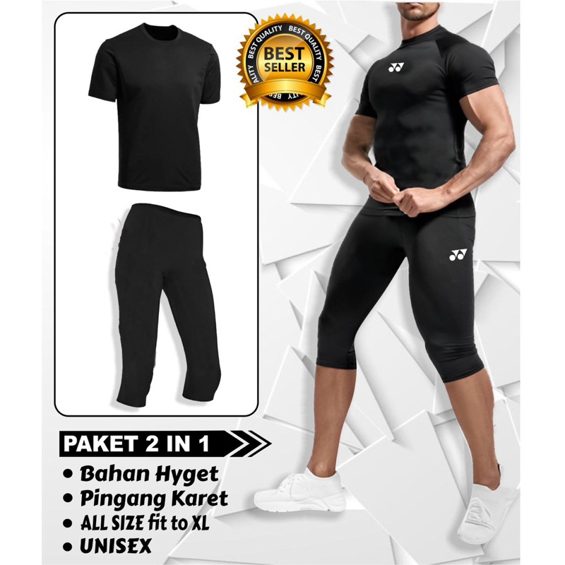 Celana badminton celana olahraga bulutangkis legging badminton paket sama baju badminton lengan pend