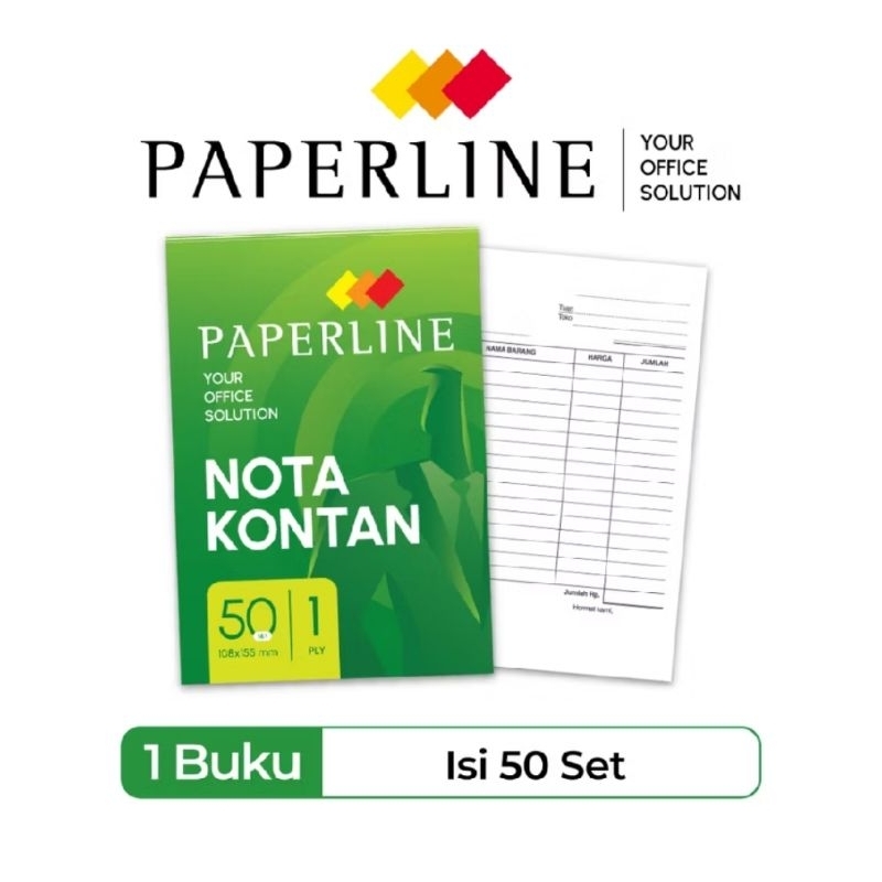 

RB Buku NOTA KONTAN 1PLY / 1 Ply Kecil PAPERLINE (10Buku)