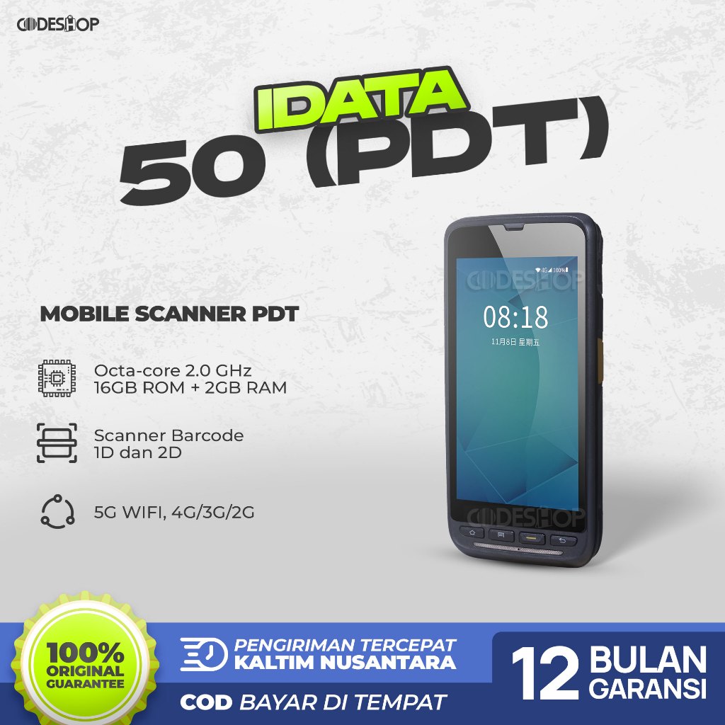 Scanner Barcode Mobile iData 50 2D PDT Android Handheld Portable Computer