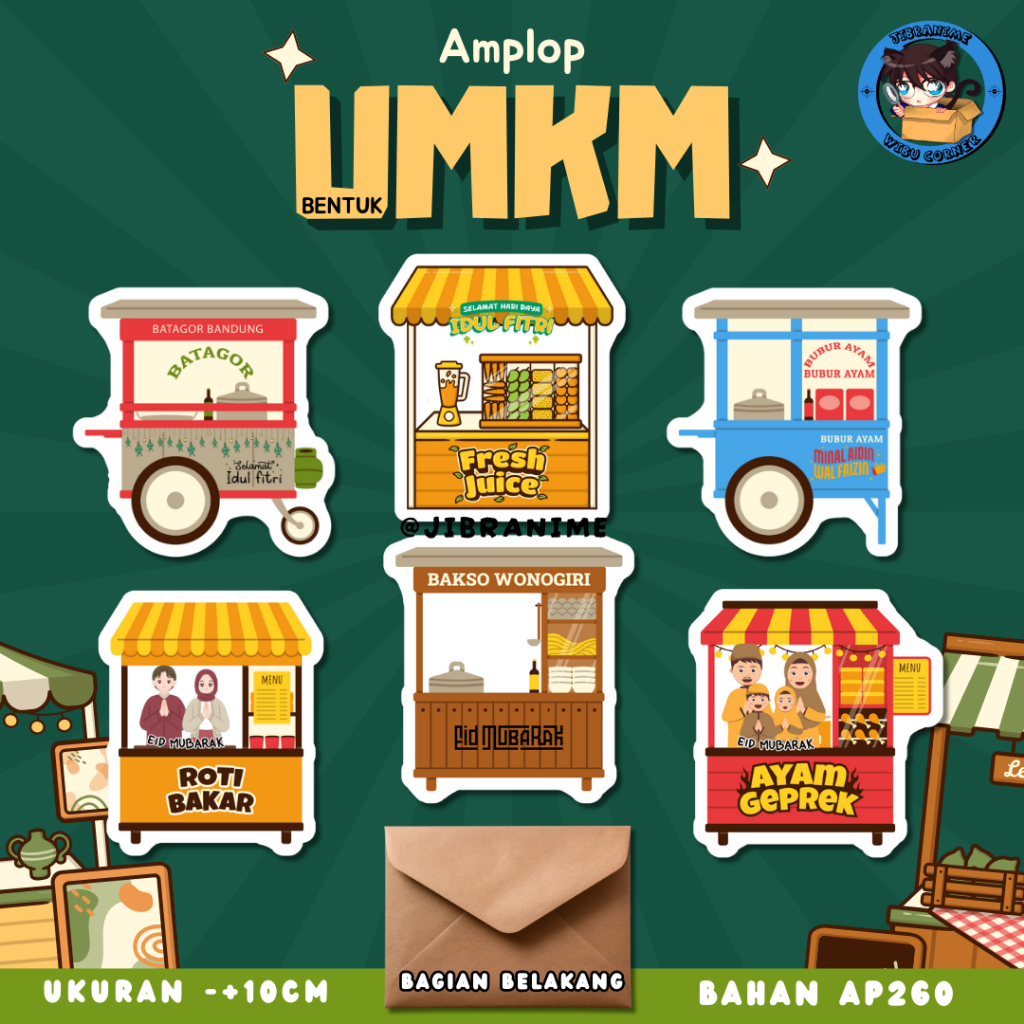 

(ISI 6) AMPLOP 3D LEBARAN BENTUK GEROBAK UMKM LUCU PREMIUM