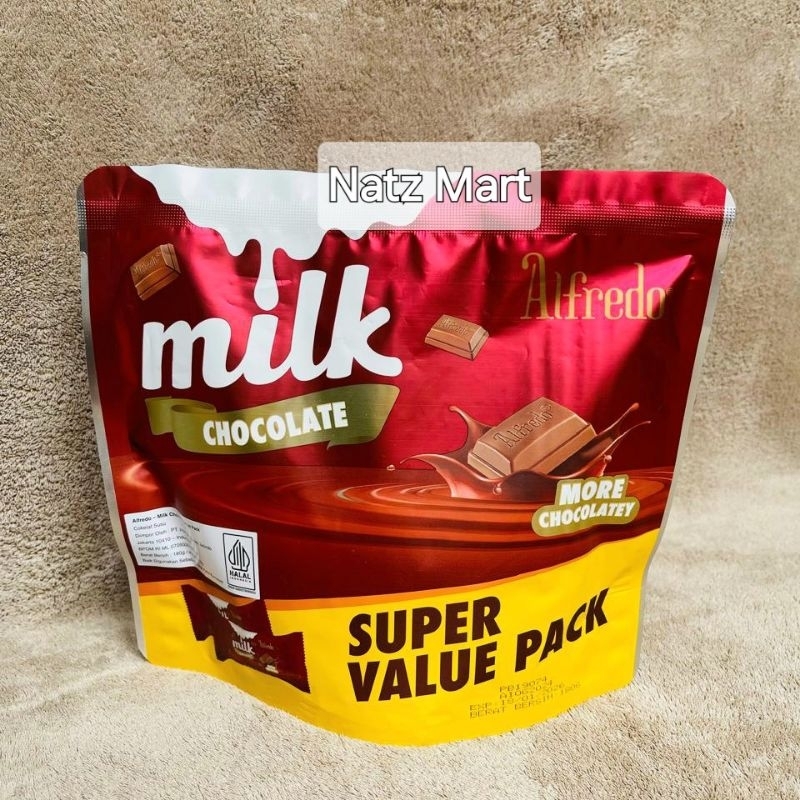 

ALFREDO MILK CHOCOLATE SUPER VALUE PACK 180 gr isi +- 40 Pcs (Exp Januari 2026)