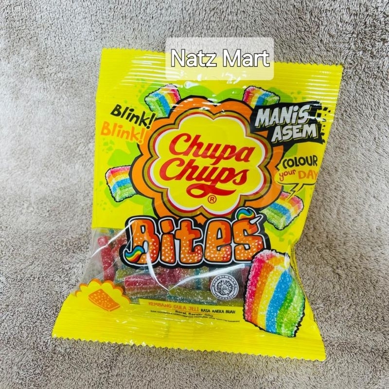 

CHUPA CHUPS Sour Bites Pack 56 gr - Permen Jelly Manis Asem Rasa Aneka Buah