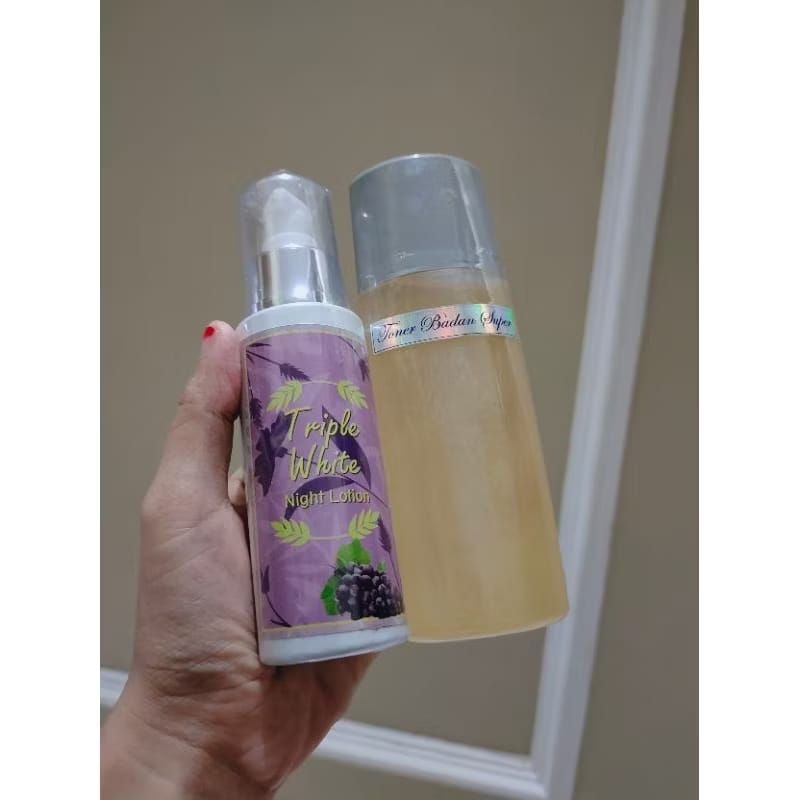 Paket Hb TRIPLE WHITE+TONER BADAN KELUPAS SUPER /TONER STRONG