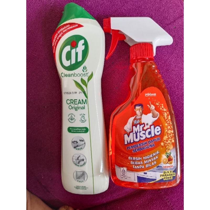 Paket Cif cream Dan Mr. Muscle spray bersih bersih Dapur Kiinclong
