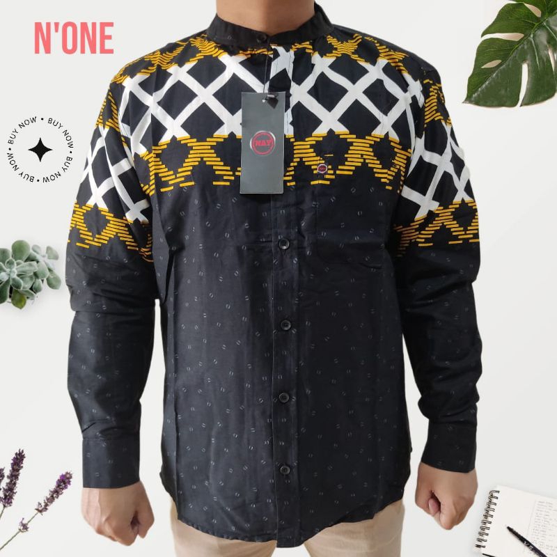 kemko kh n'one kemeja koko pria dewasa tangan panjang premium original