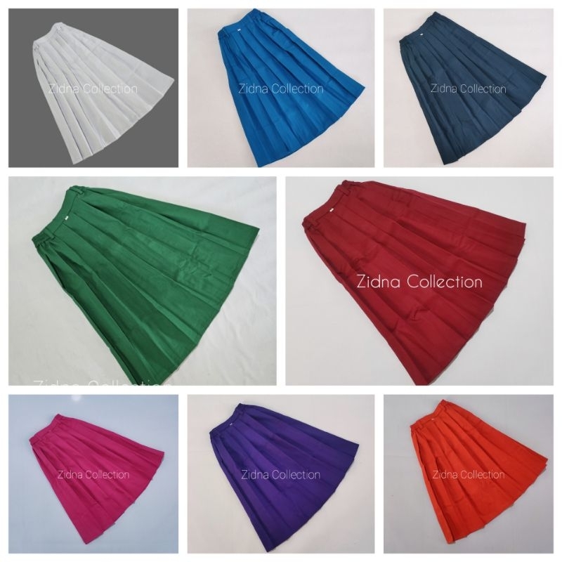 Rok Wiru Panjang Karet Samping Warna Hijau Navy Biru Benhur Merah Maron Putih Oranye Ungu Pink Serag
