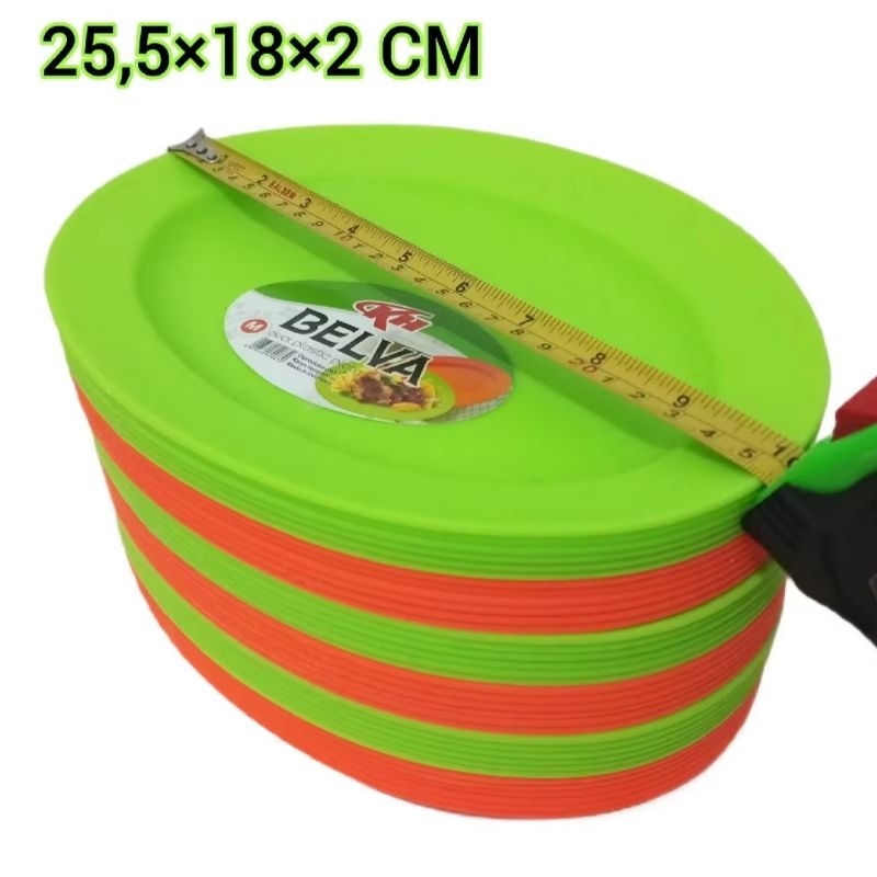 piring plastik lusinan 12 pcs tebal KH Belva Plastik piring oval plastik