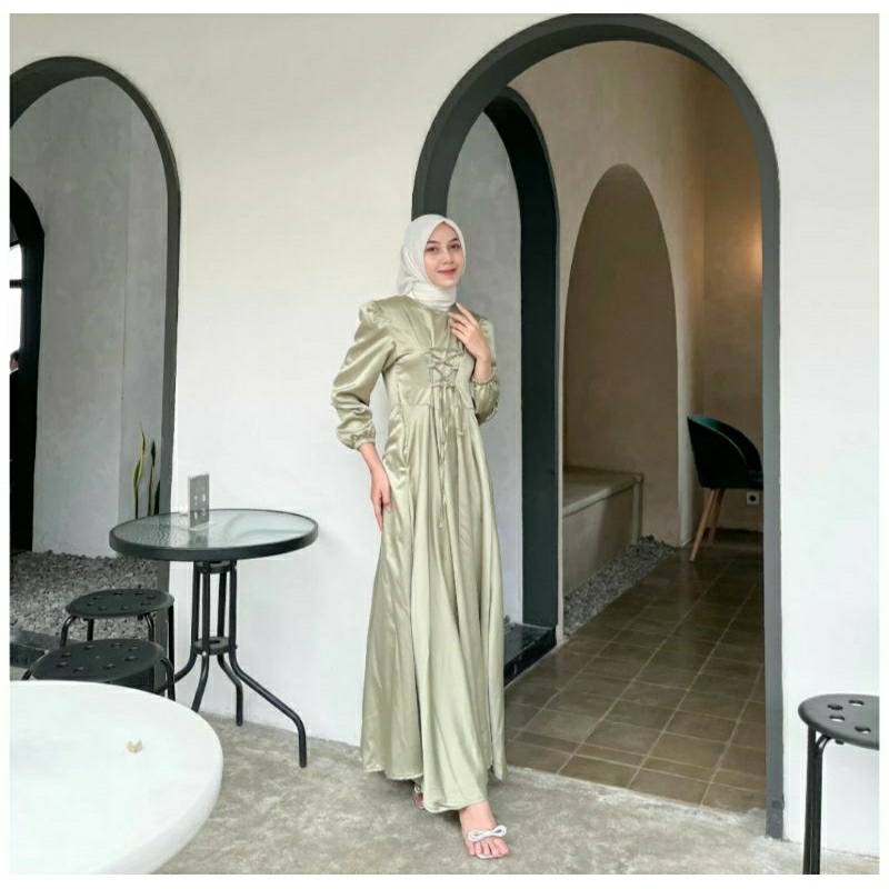 gamis satin mewah murah