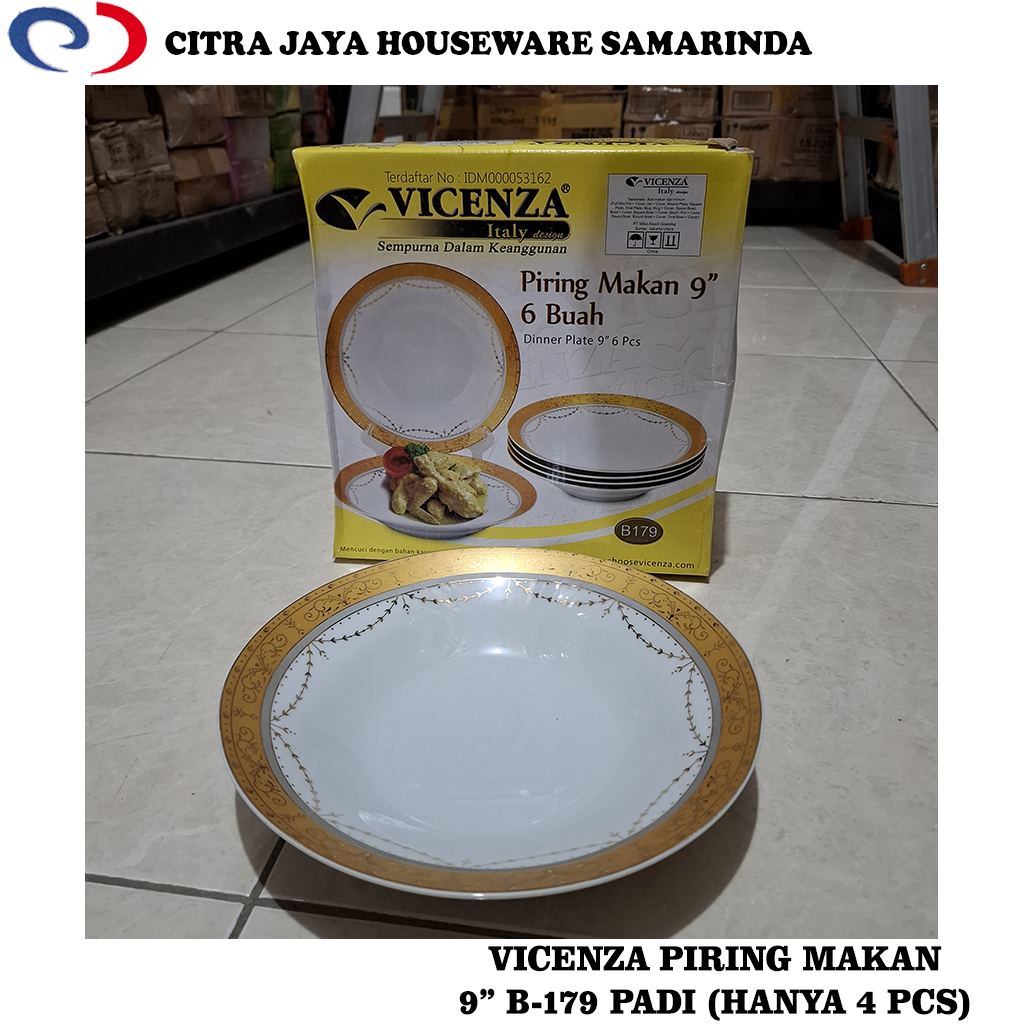 Piring Makan 9"  Motif Padi Vicenza B-179 (HANYA 4 PCS / KOTAK)