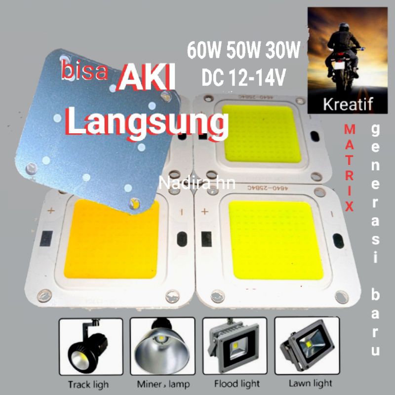 1-2pcs Led 60W 50W 30W 12V - 14Vdc hpl chip Generasi Baru pju kobra lampu cob lampu tembak
