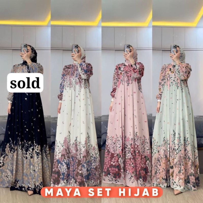 batik Yina//Maya set hijab, dress lebaran kekinian sudah free hijab