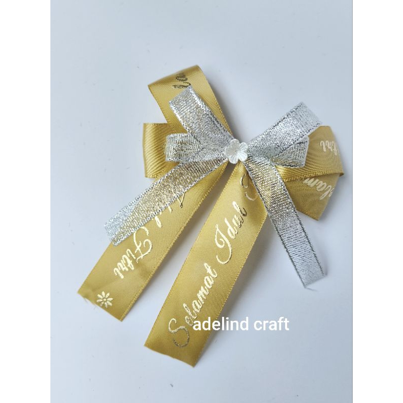 

READY STOCK pita idul fitri gold silver / pita hampers / pita lebaran / pita parcel /hiasan pita simple /pita kado