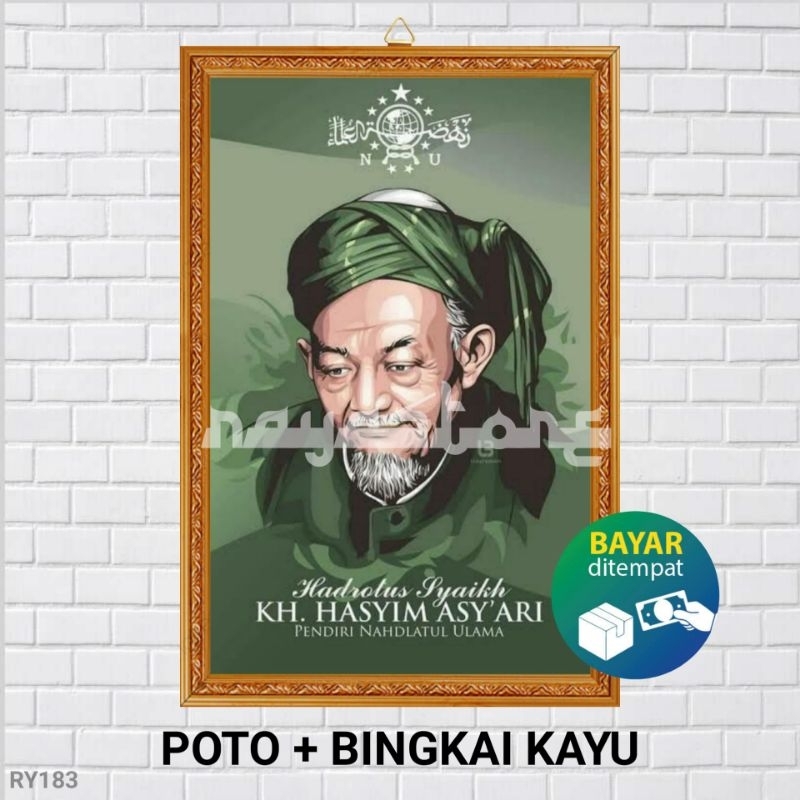 KH HASYIM ASY'ARI FOTO+BINGKAI UKURAN JUMBO HIASAN DINDING POSTER ISLAMI