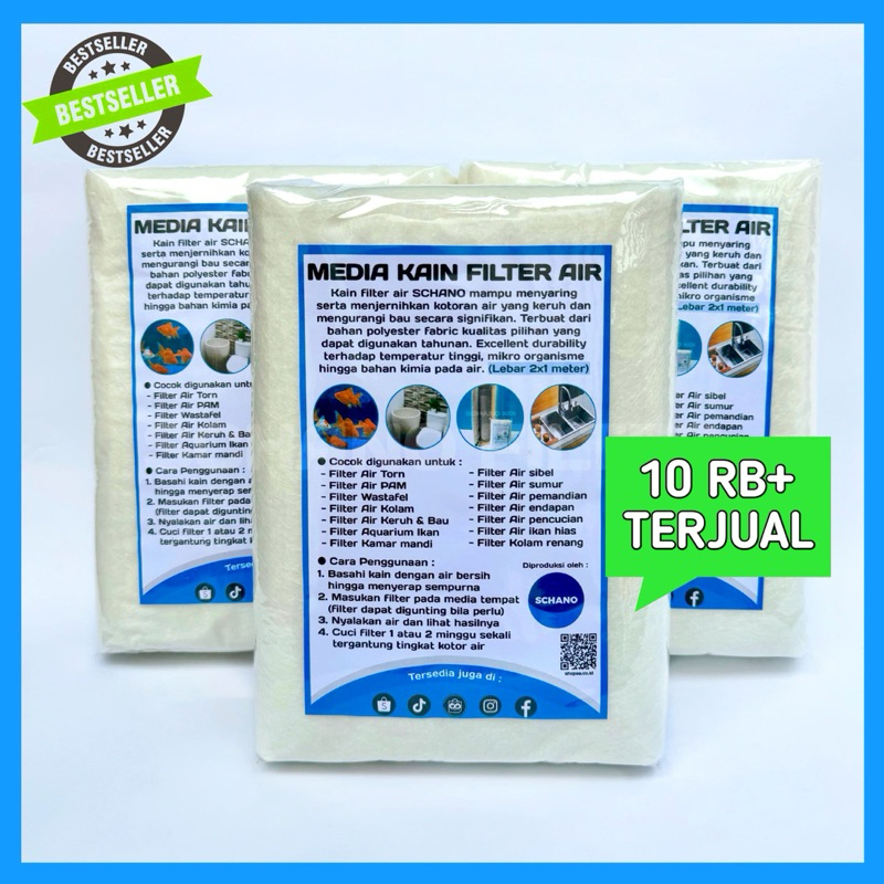 MEDIA KAIN FILTER AIR AWET 2 TAHUN + , FILTER AIR SUMUR, PENJERNIH AIR, FILTER AQUARIUM, SCHANO KOI